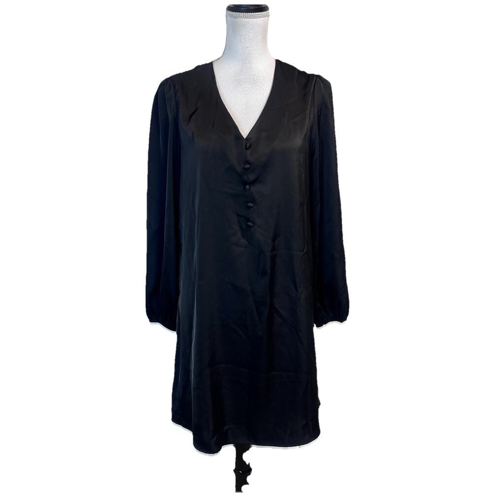 Pretty Garden Dress size Medium Black Satin Knee Wedding Church Dinner Boho
